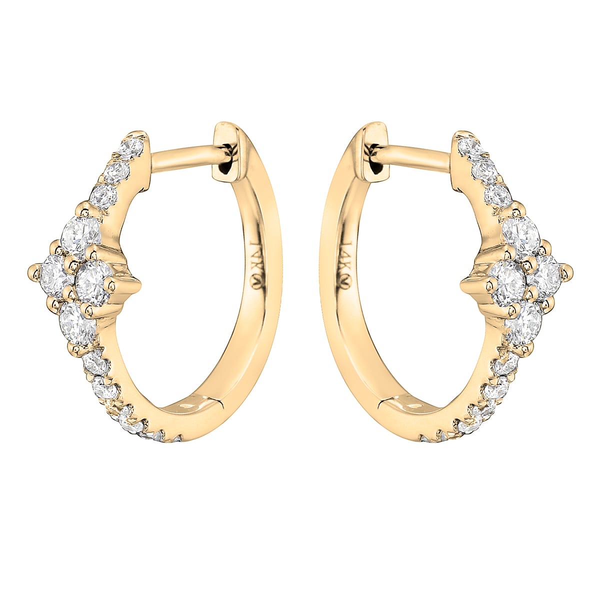 14K Yellow Gold Hoop Earrings, 0.38ct