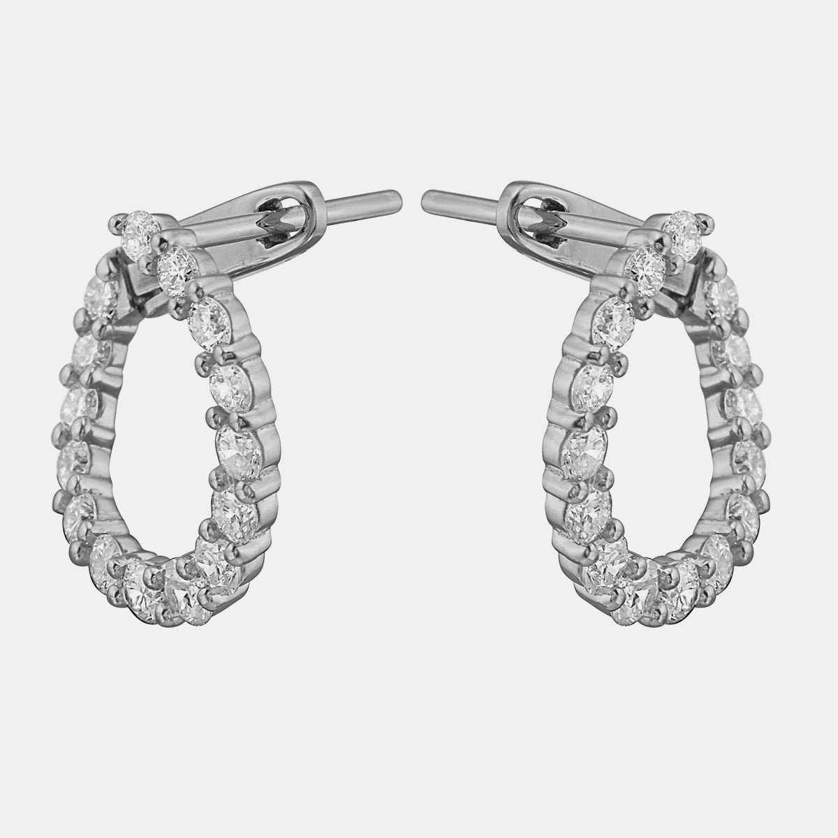 14K White Gold Halo Earring, 0.99ct