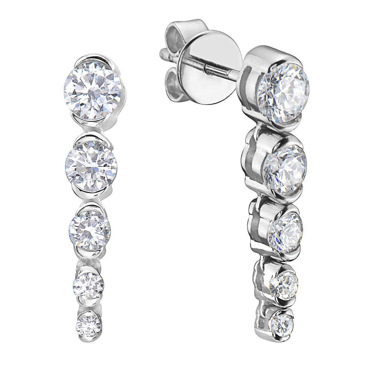 18K White Gold Diamond Earrings, 0.79ct