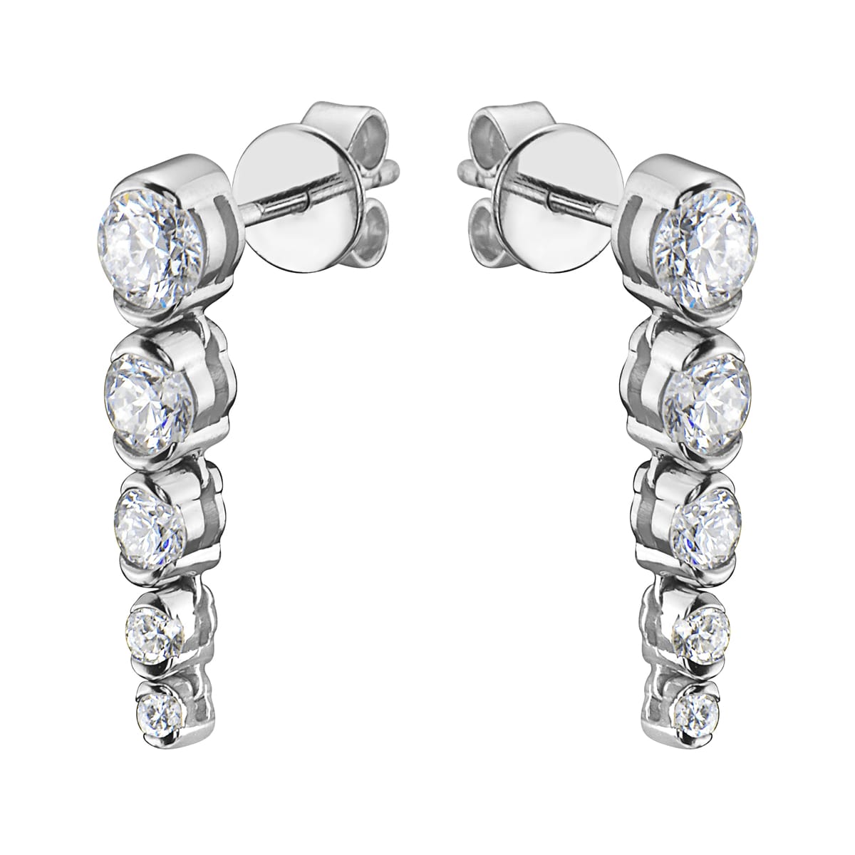 5 Stone White Gold Diamond Drop Earrings, 0.79ct