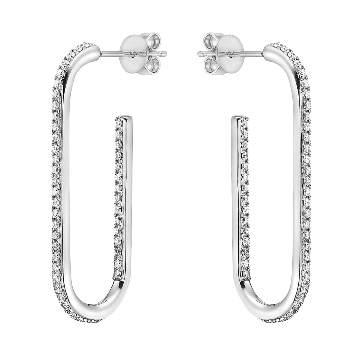 White Gold Oval Hoop Earrings, 0.49ct