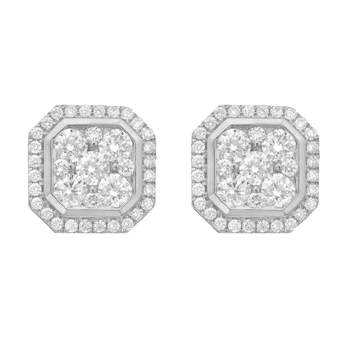 14K White Gold Diamond Earrings, 1.14ct