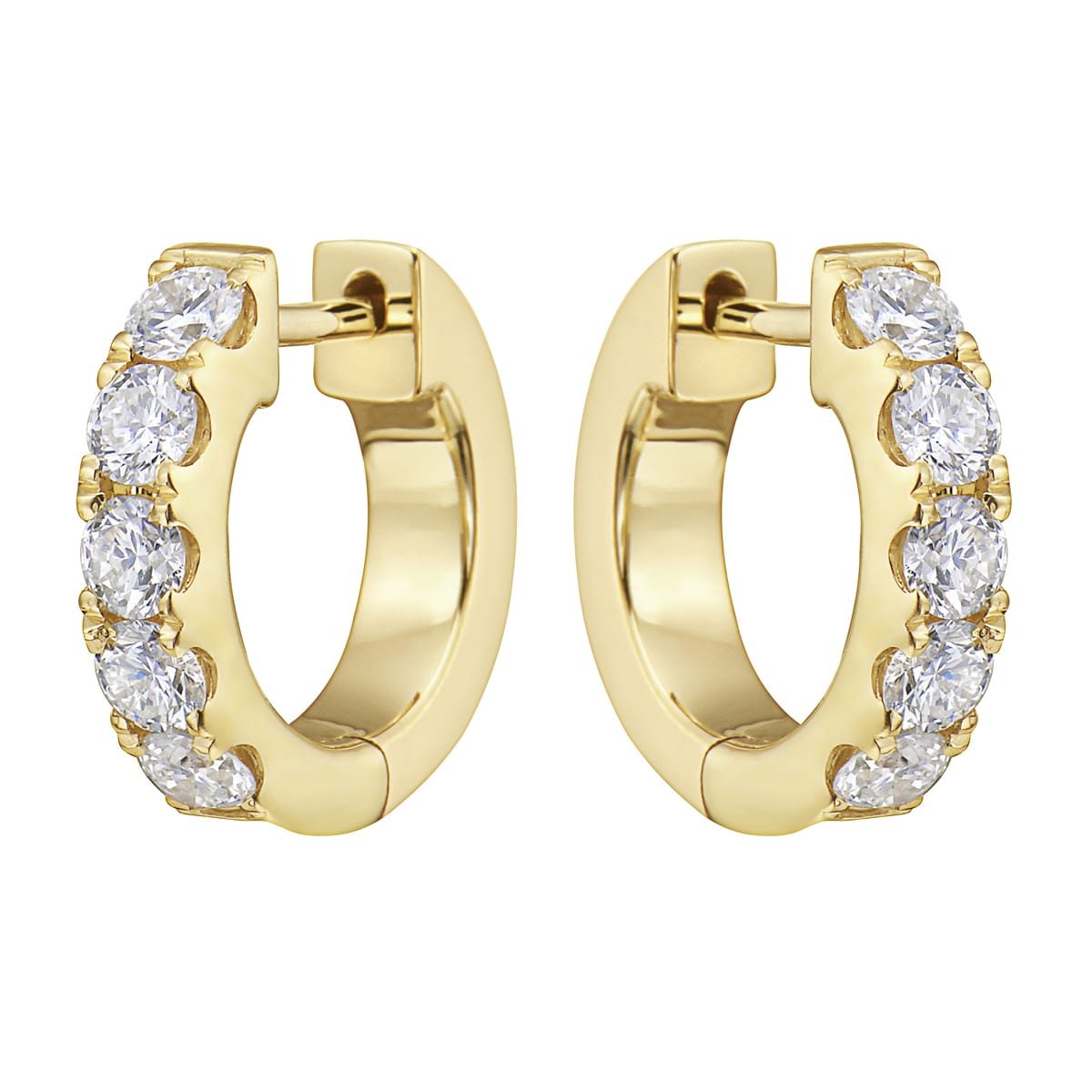 14K Yellow Gold Bulky Mini Hoop Earrings, 0.59ct