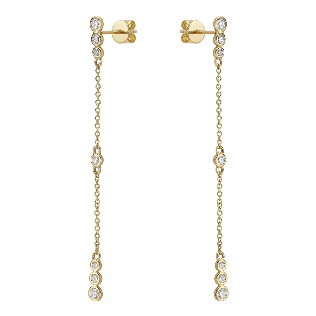 14K Yellow Gold Dangling Chain Link Earring, 0.35ct
