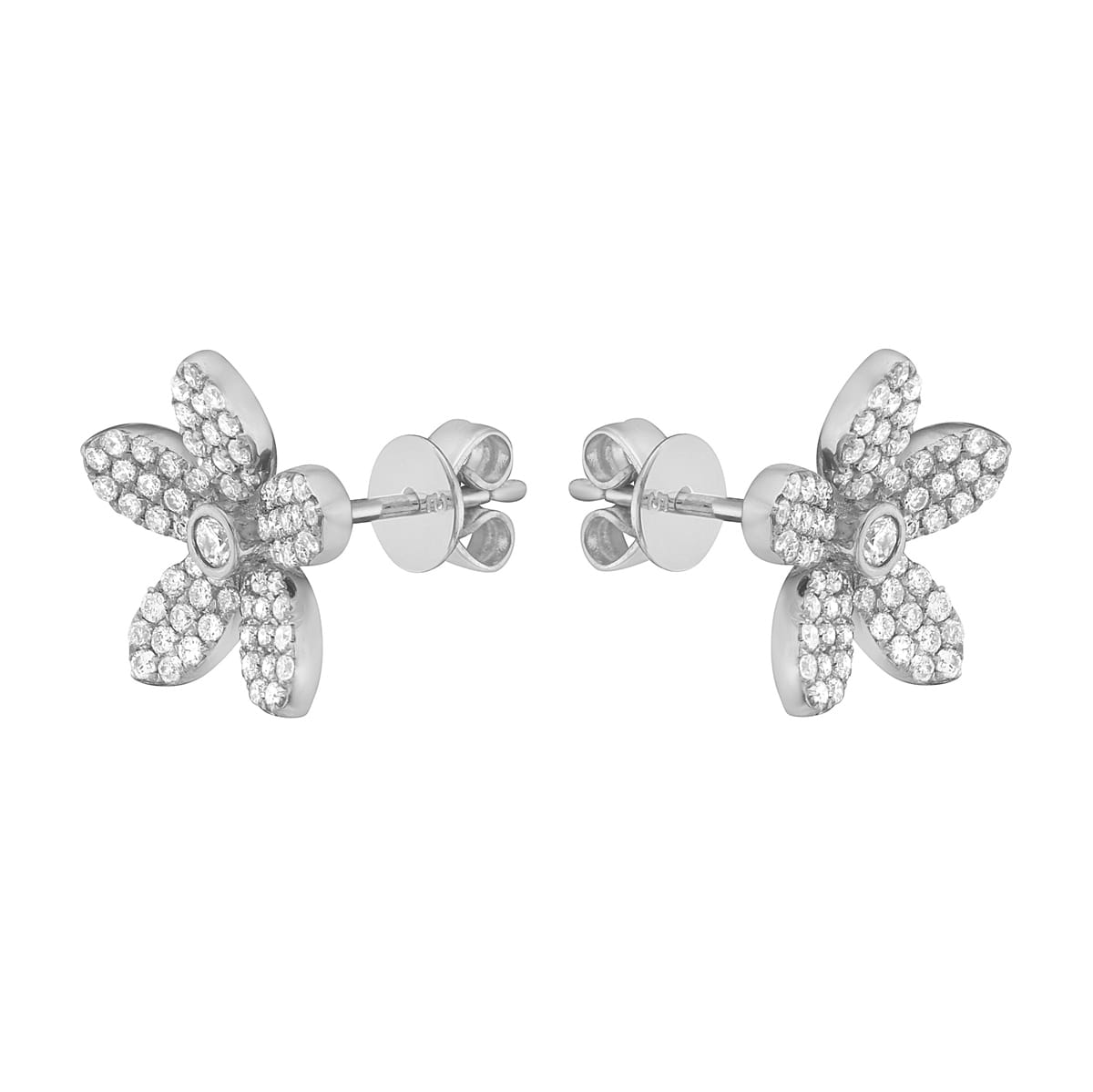 14K White Gold Diamond Earrings, Round, 0.46ct