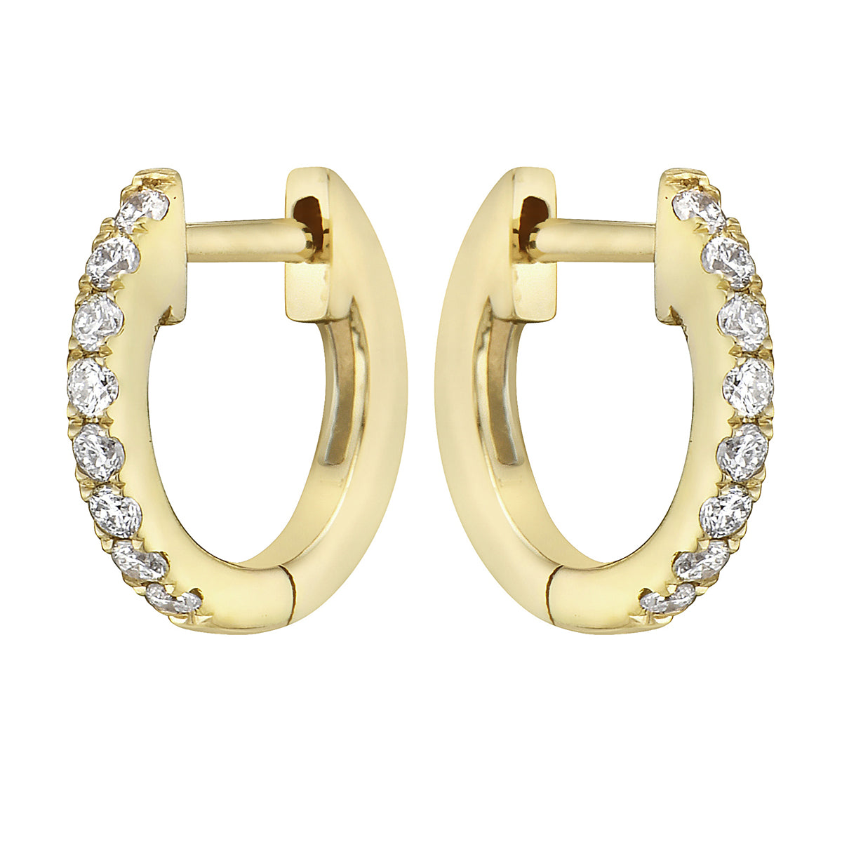 0.11 CT Yellow Gold 10mm Diamond Huggie Earrings - Small