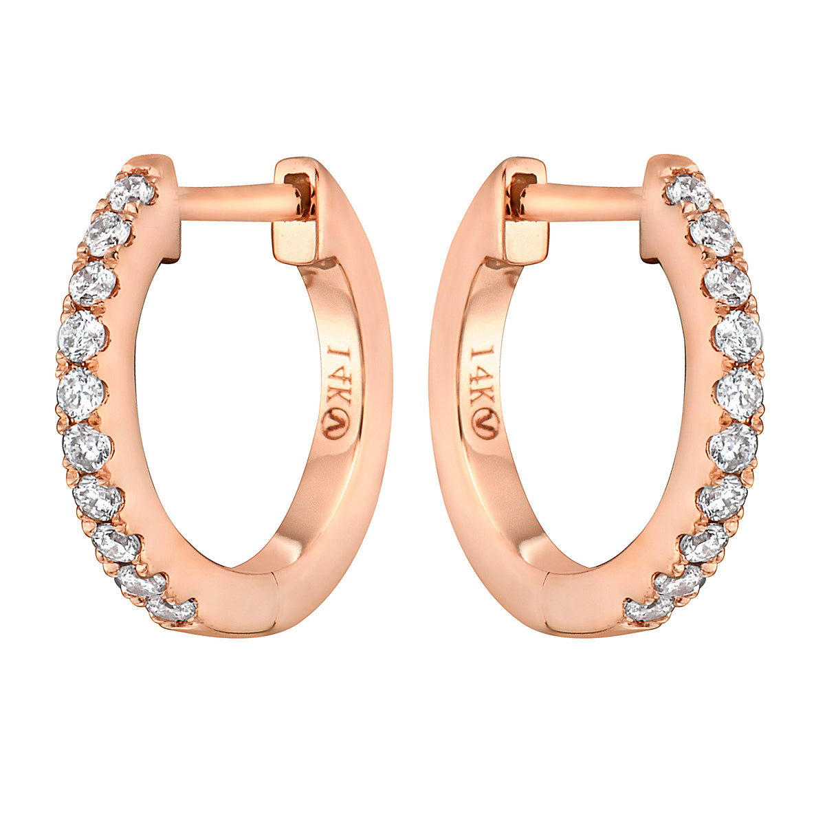 E055294AR - Earrings 18KR/1.3G 20RD-0.14CT 10.5x12mm