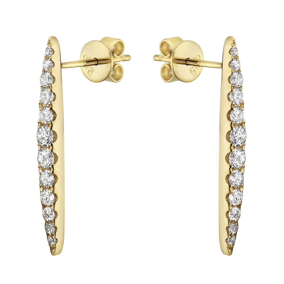 Yellow Gold Surfboard Diamond Drop Earrings, 0.52ct