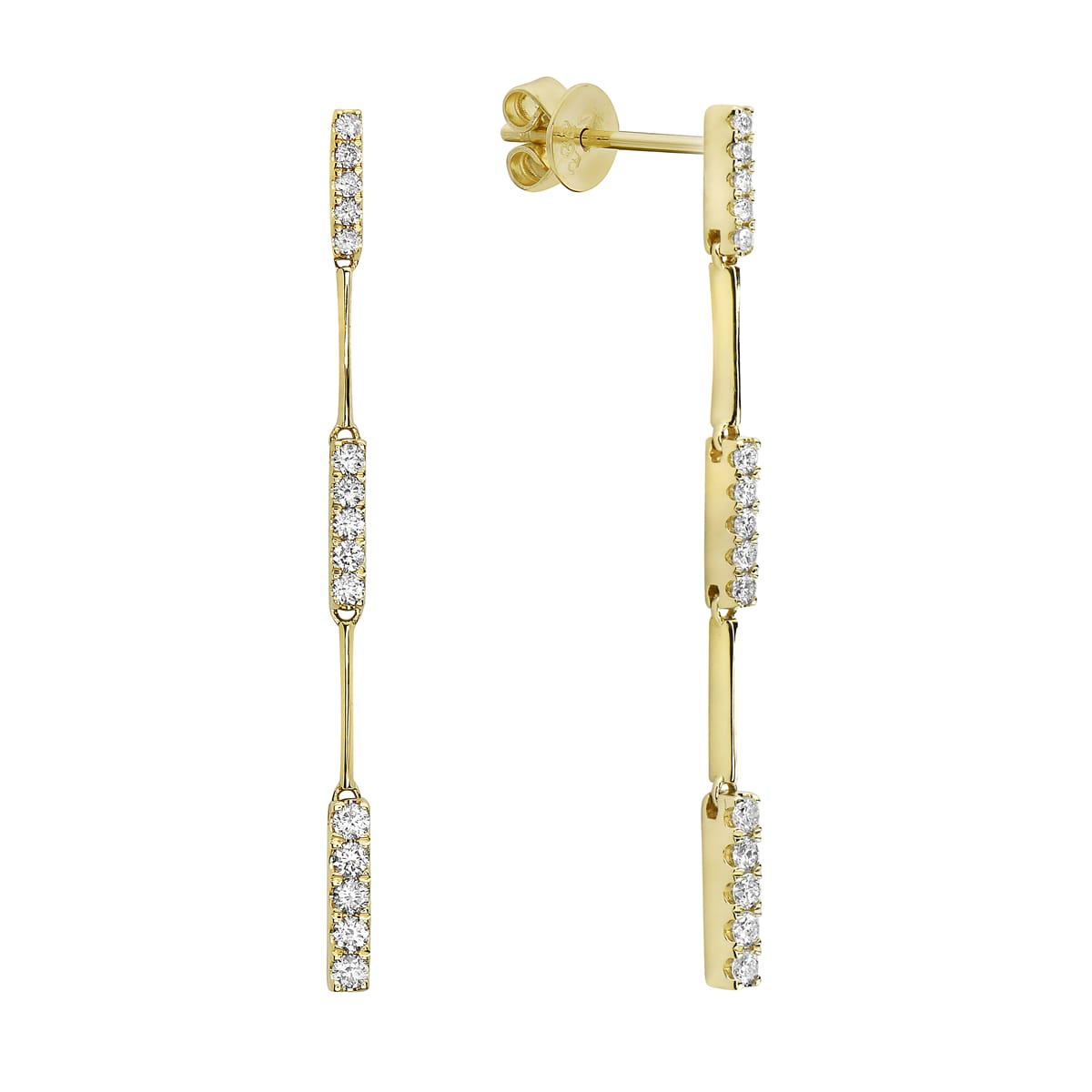 14K Yellow Gold Diamond Link Drop Earrings, 0.48ct