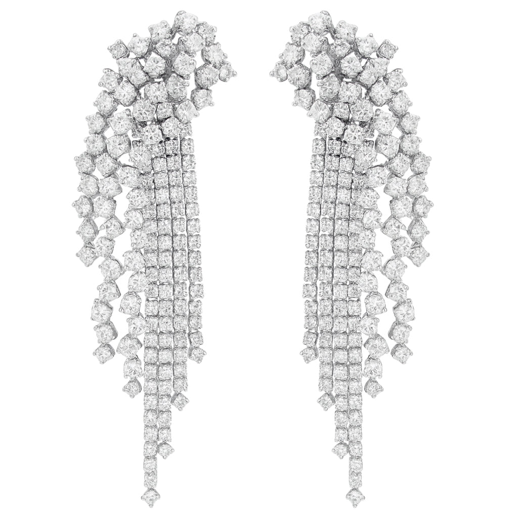 18K White Gold Diamond Earrings, 7.26ct