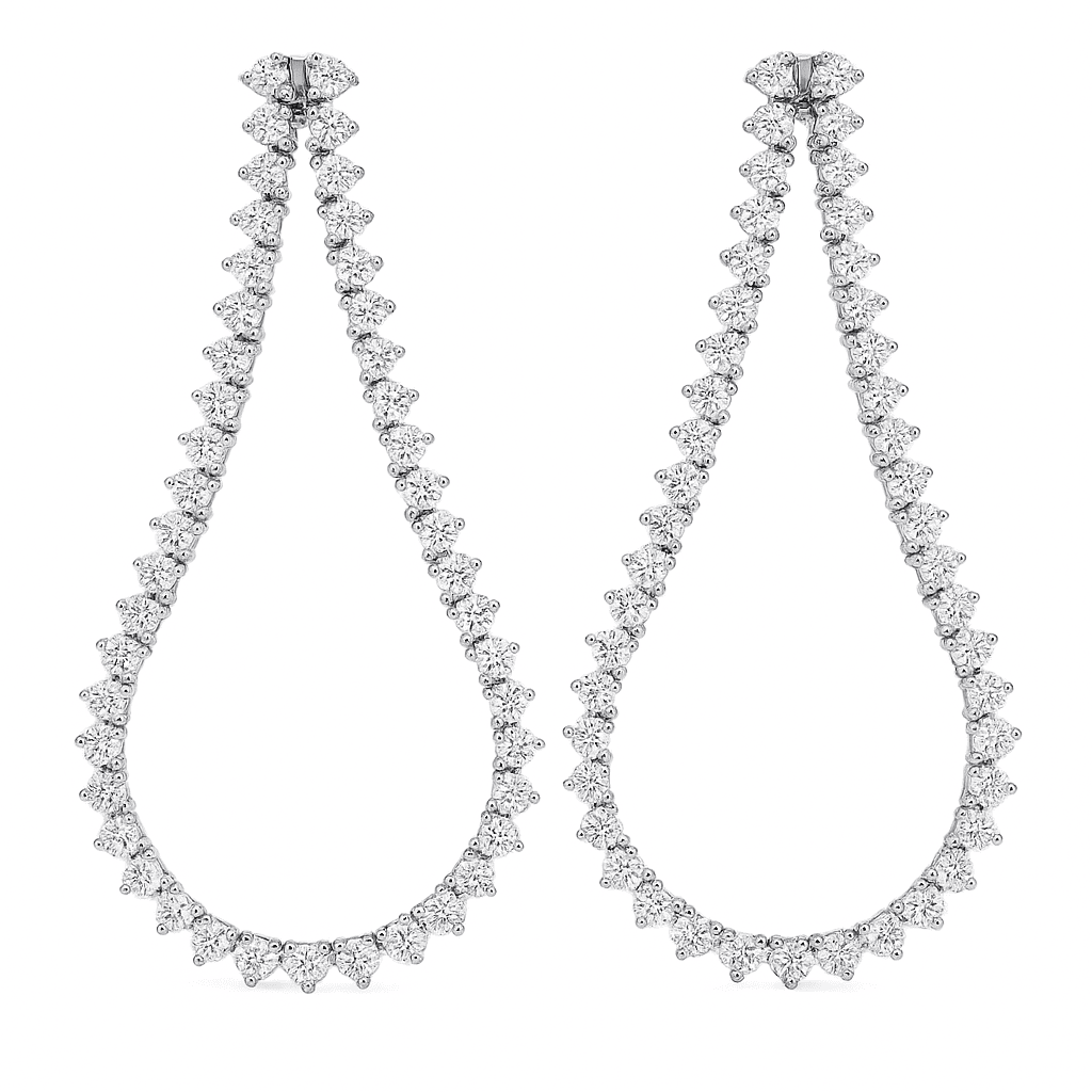 14K White Gold Diamond Earrings, 4.16ct