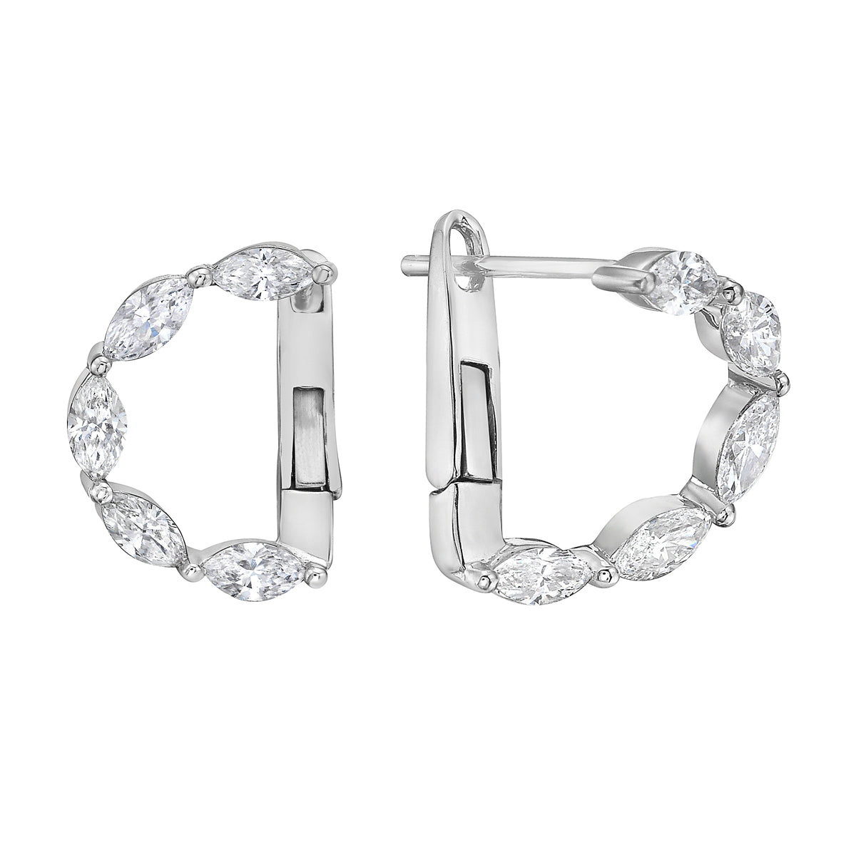 White Gold Marquise Diamond Hoop Earrings