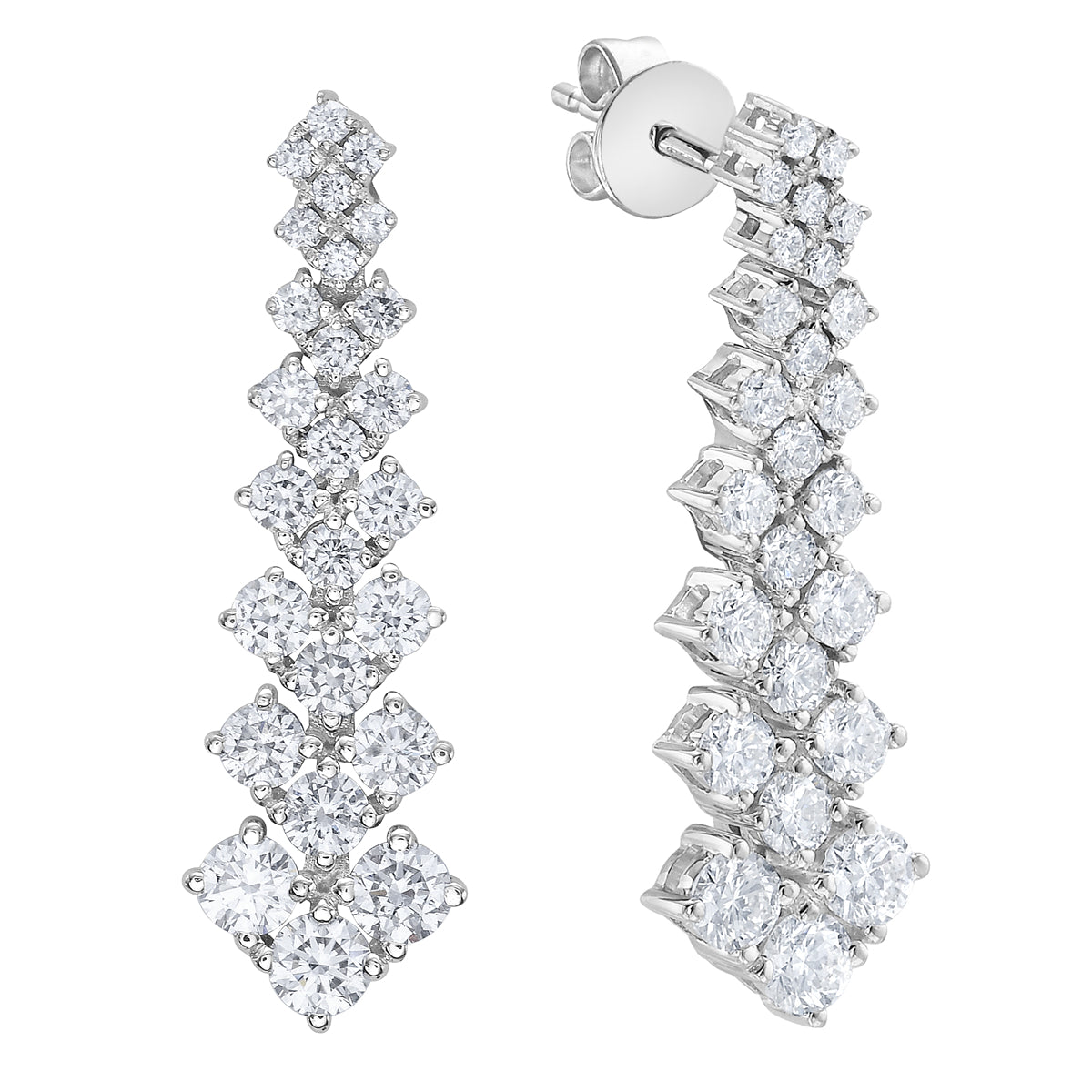 18K White Gold Diamond Earrings, 1.55ct