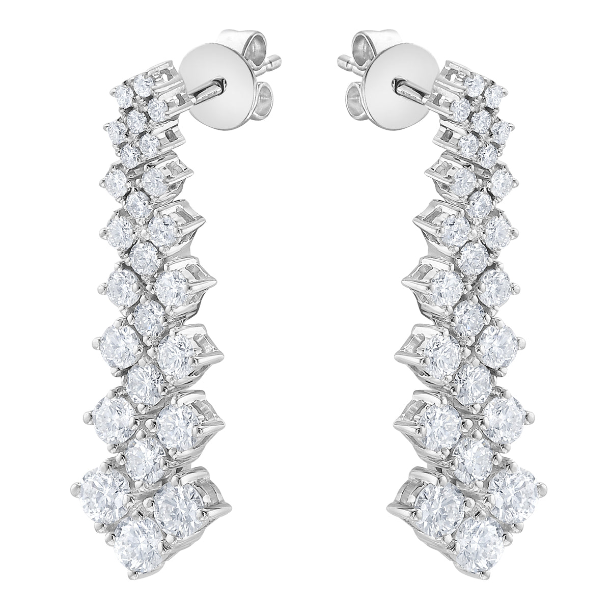 18K White Gold Diamond Earrings, 1.55ct