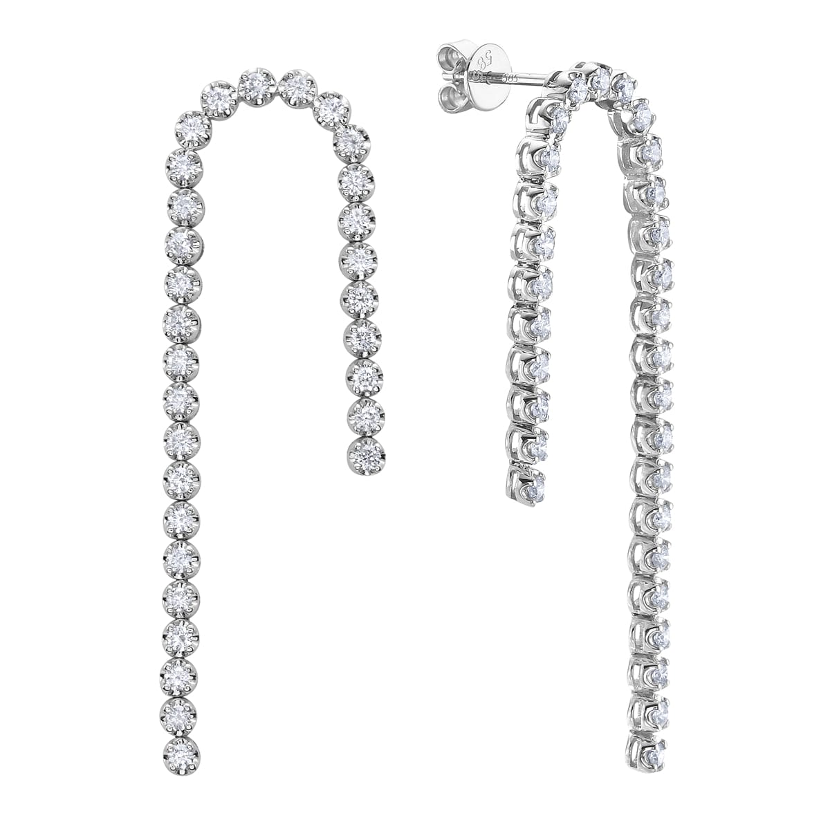 14K White Gold Diamond Earrings, 1.1ct