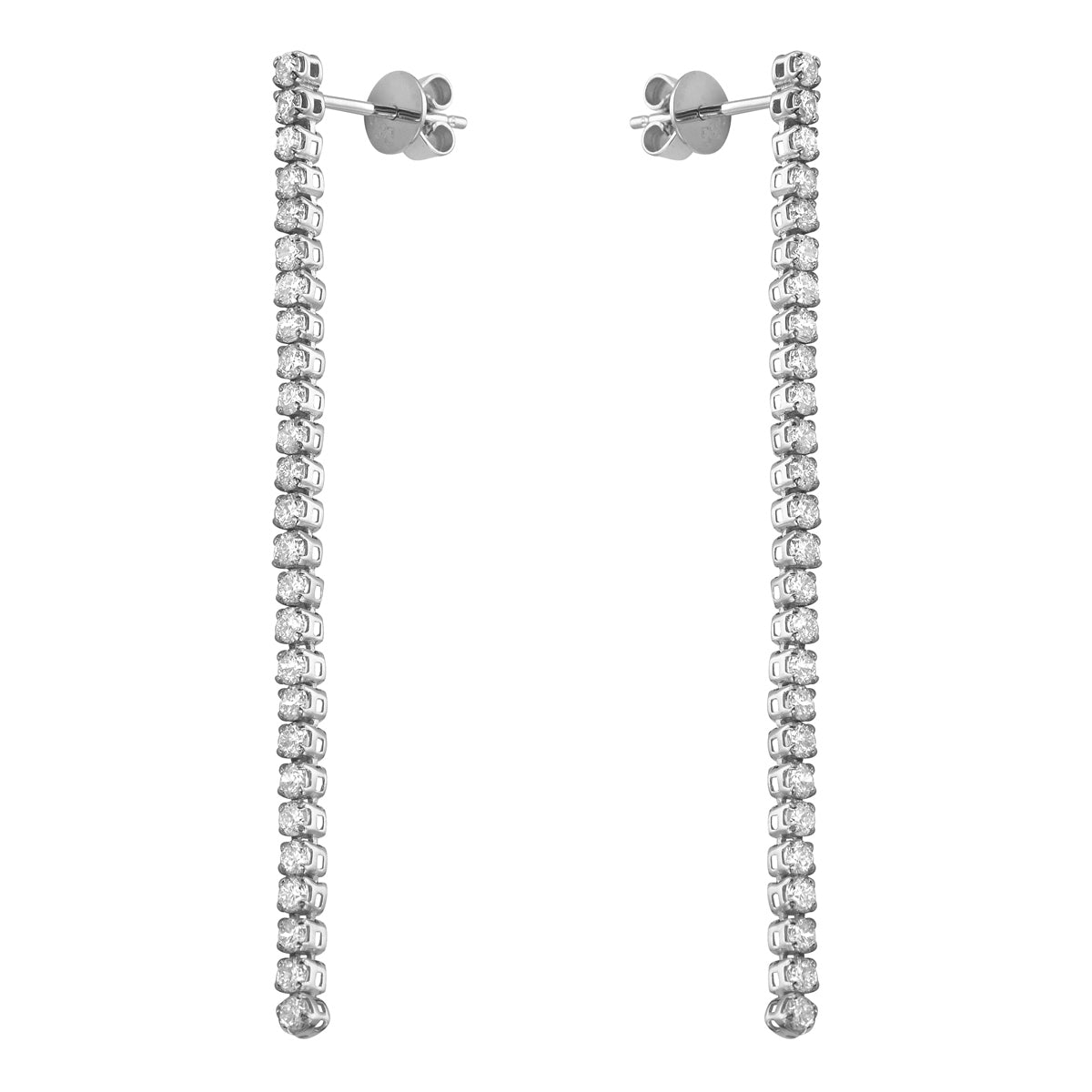 14K White Gold Diamond Hanging Earrings, 1.28ct