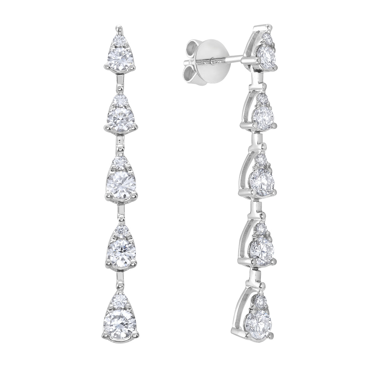 E055614 - Earrings 18KW/2.2G 4RD-0.19CT 6RD-0.50CT 10RD-0.09CT