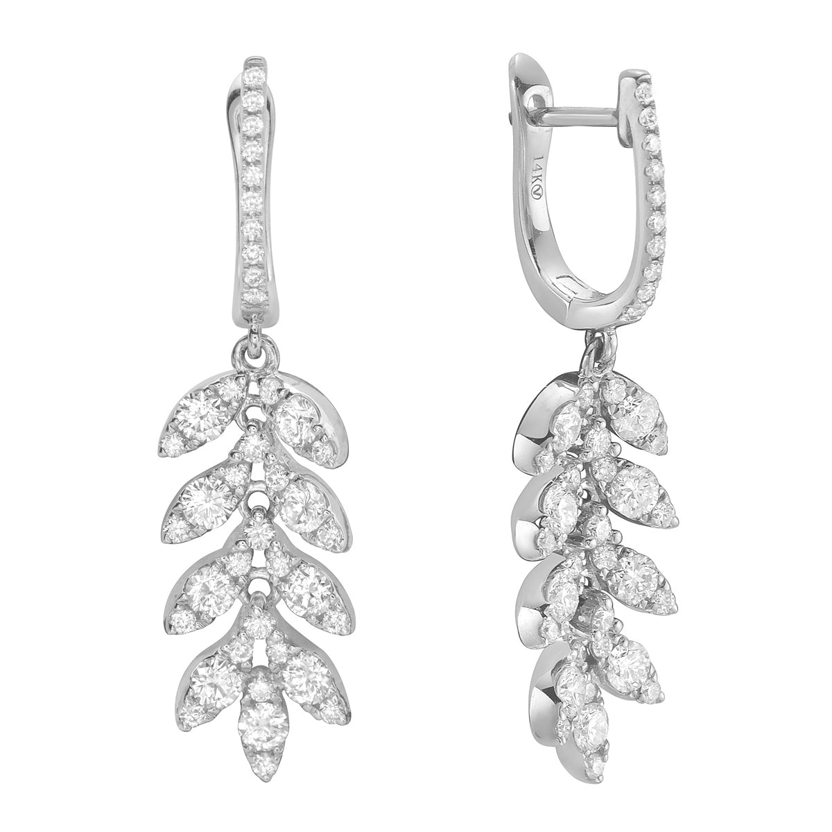 18K White Gold Diamond Earrings, 1.28ct