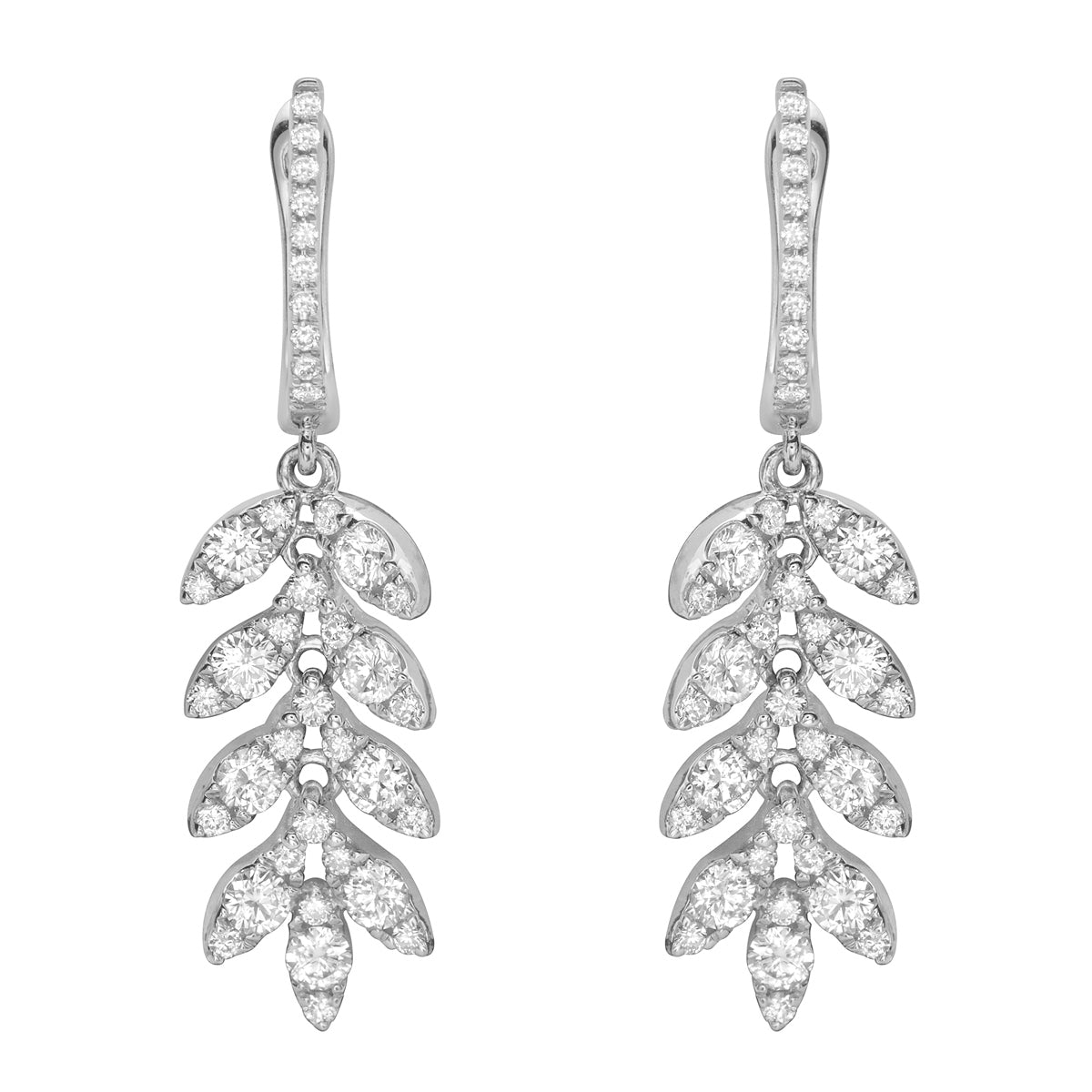 18K White Gold Diamond Earrings, 1.28ct