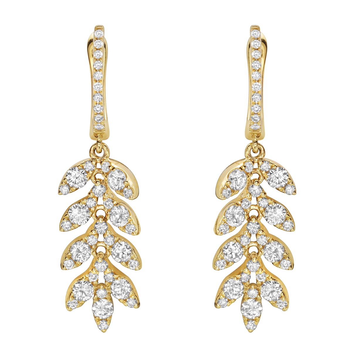14K Yellow Gold Diamond Earrings, 1.28ct