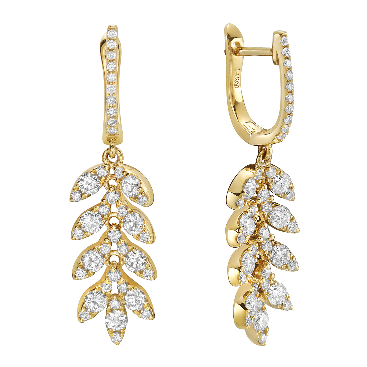 AE155615Y - Earrings 14KY/4.0G 18RD-0.89CT 62RD-0.39CT