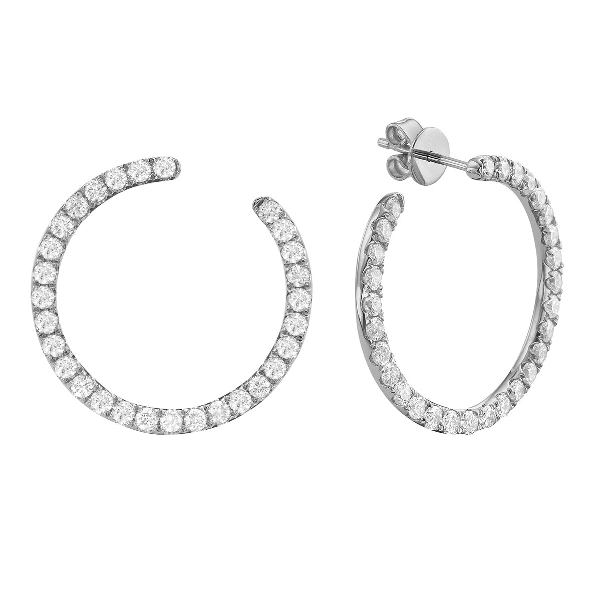 18K White Gold Diamond Earrings, 0.38ct