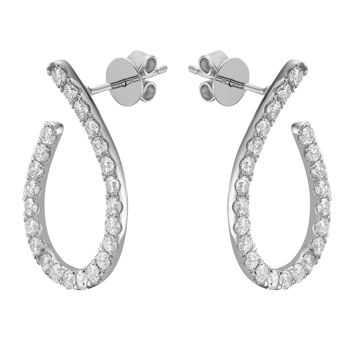 14K White Gold Diamond Earrings, 0.98ct