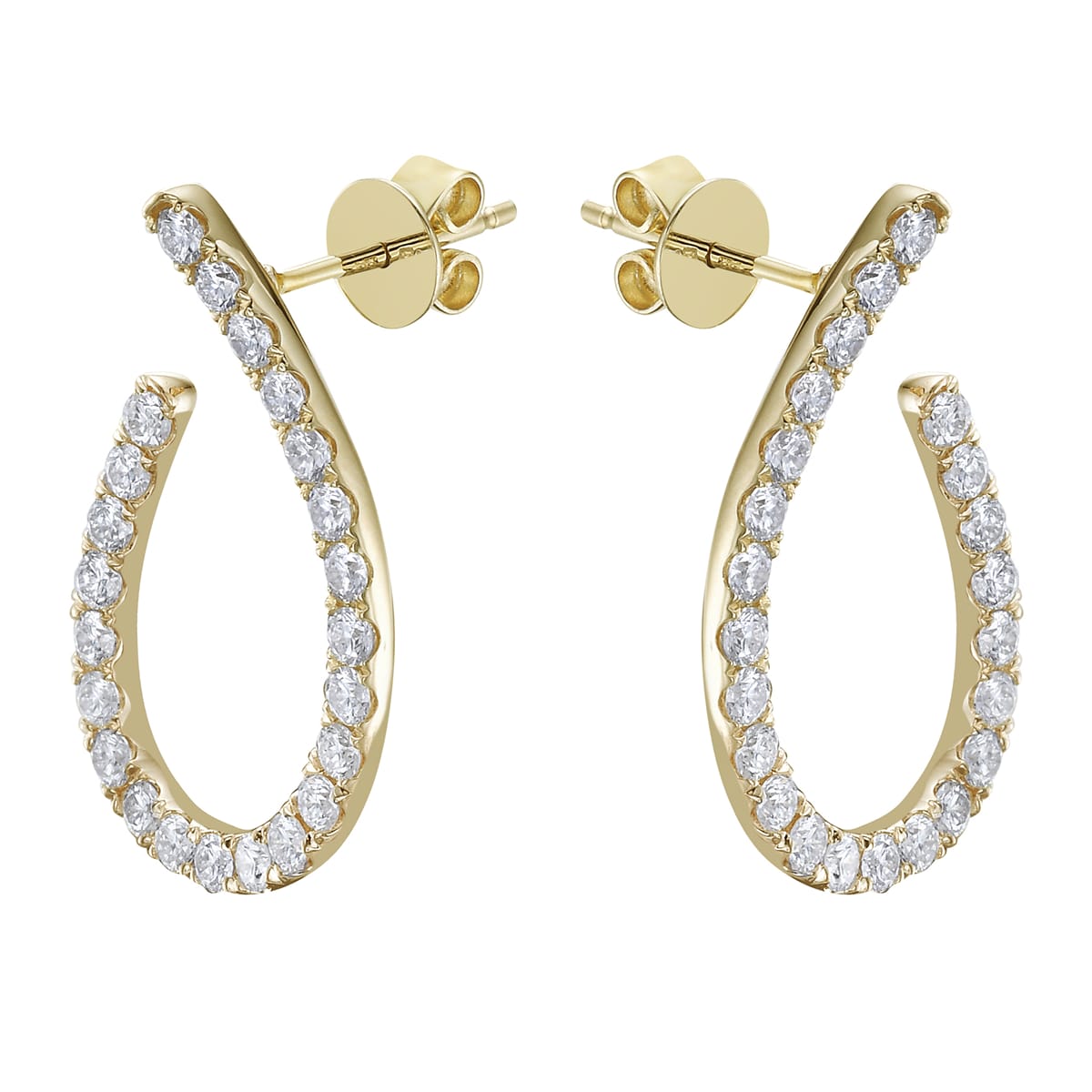 14K Yellow Gold Diamond Earrings, 0.98ct