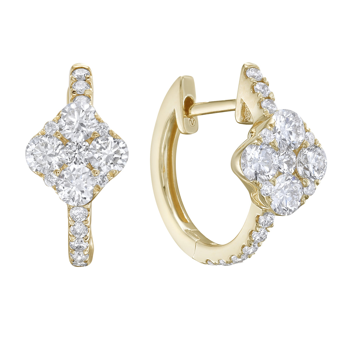 AE155618Y - Earrings 14KY/2.0G 8RD-0.62CT 28RD-0.23CT