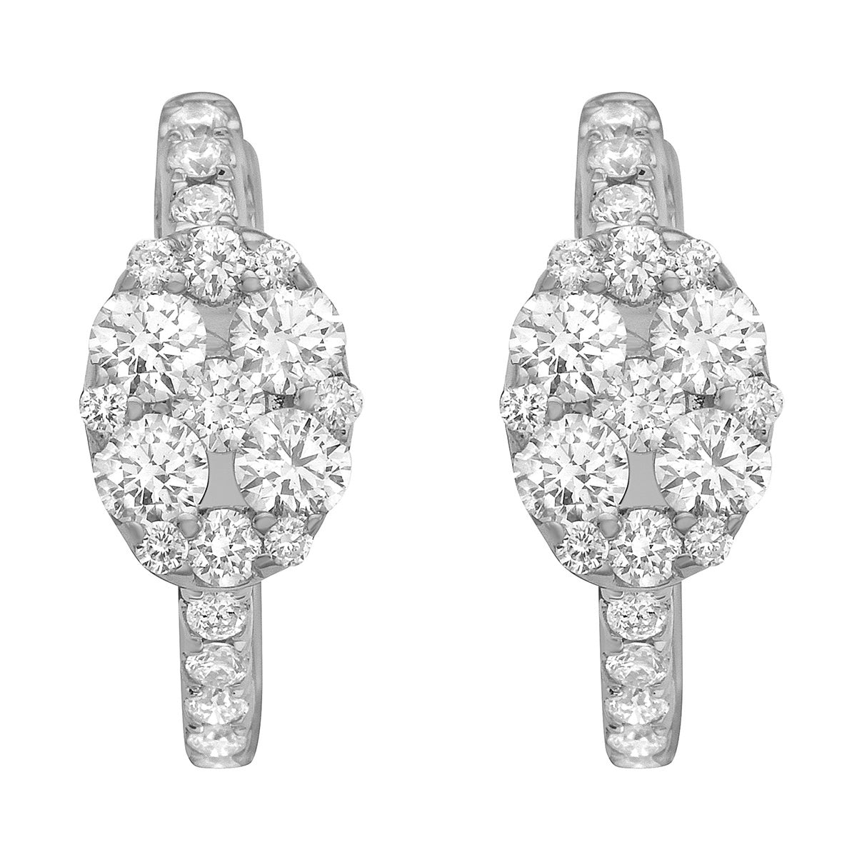 18K White Gold Diamond Earrings, 0.61ct