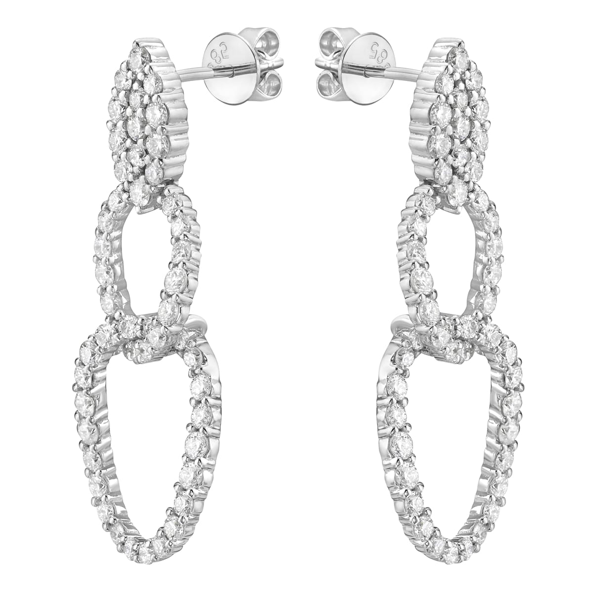 14K White Gold Diamond Earrings, 1.57ct