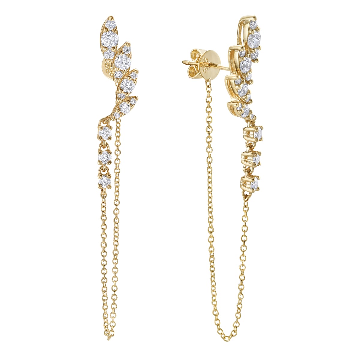 14K Yellow Gold Diamond Earrings, 0.75ct