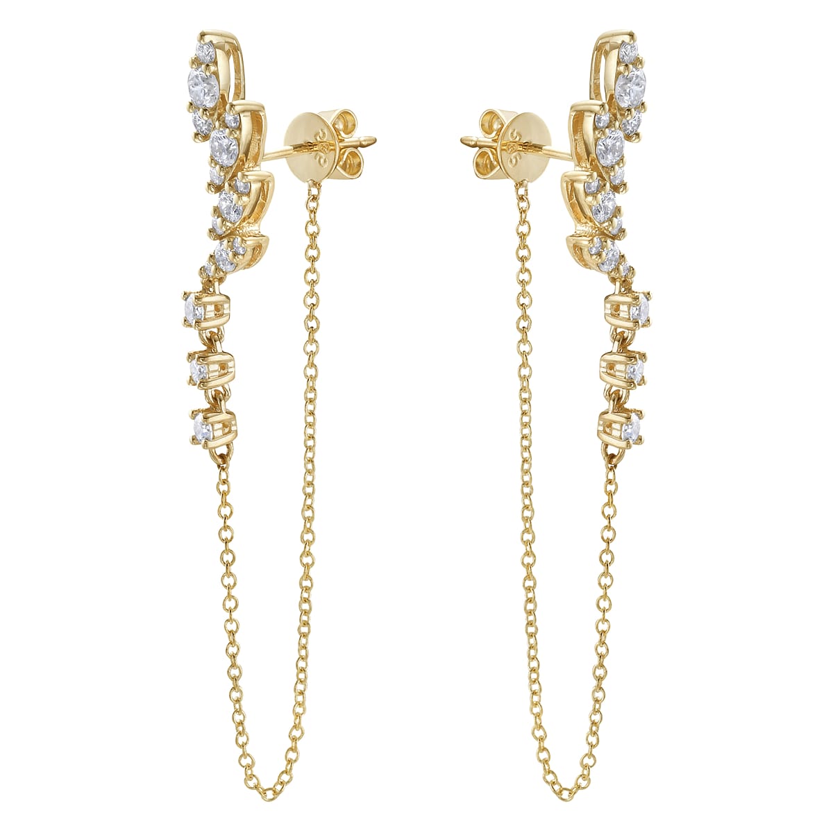 14K Yellow Gold Diamond Earrings, 0.75ct