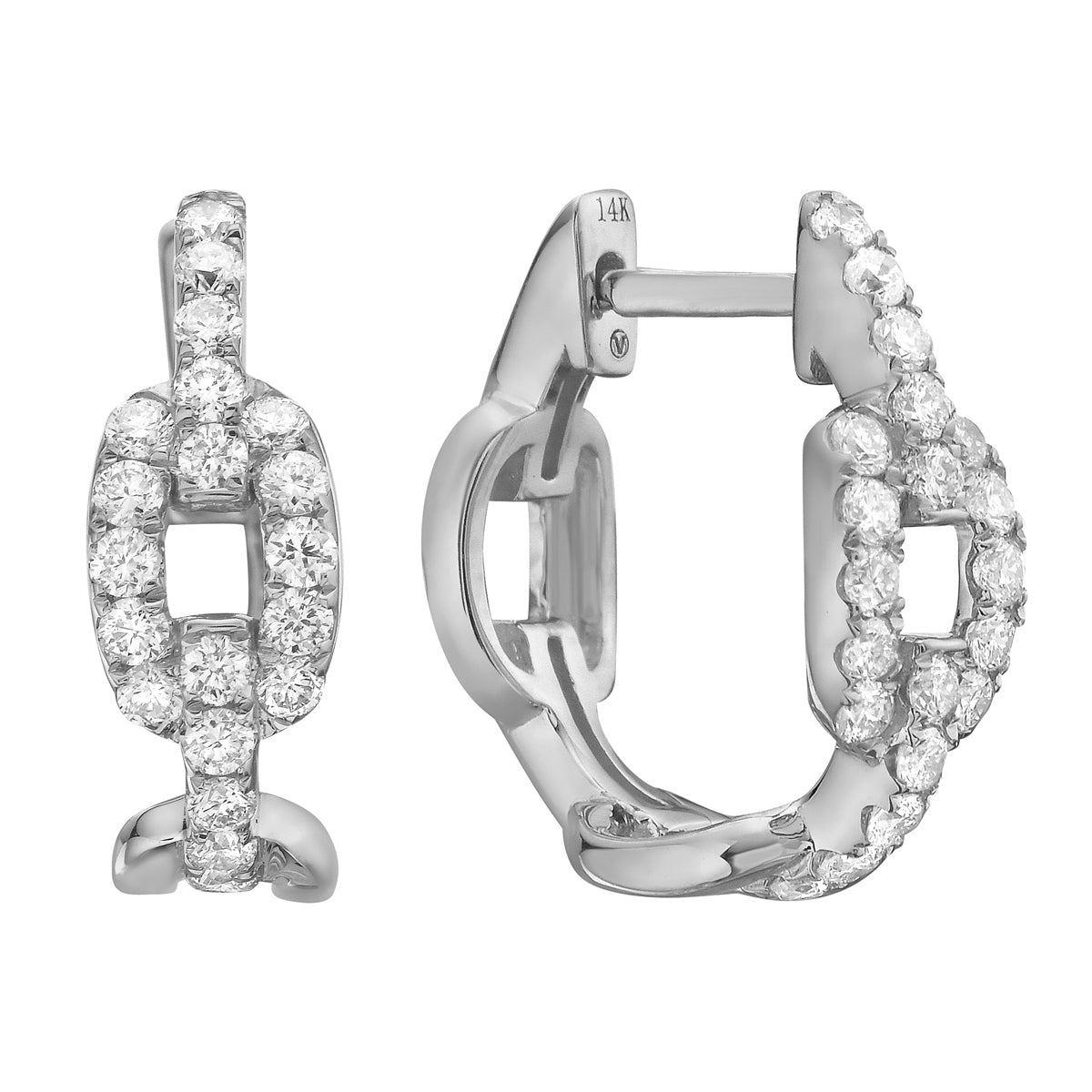 14K White Gold Diamond Earrings, 0.43ct