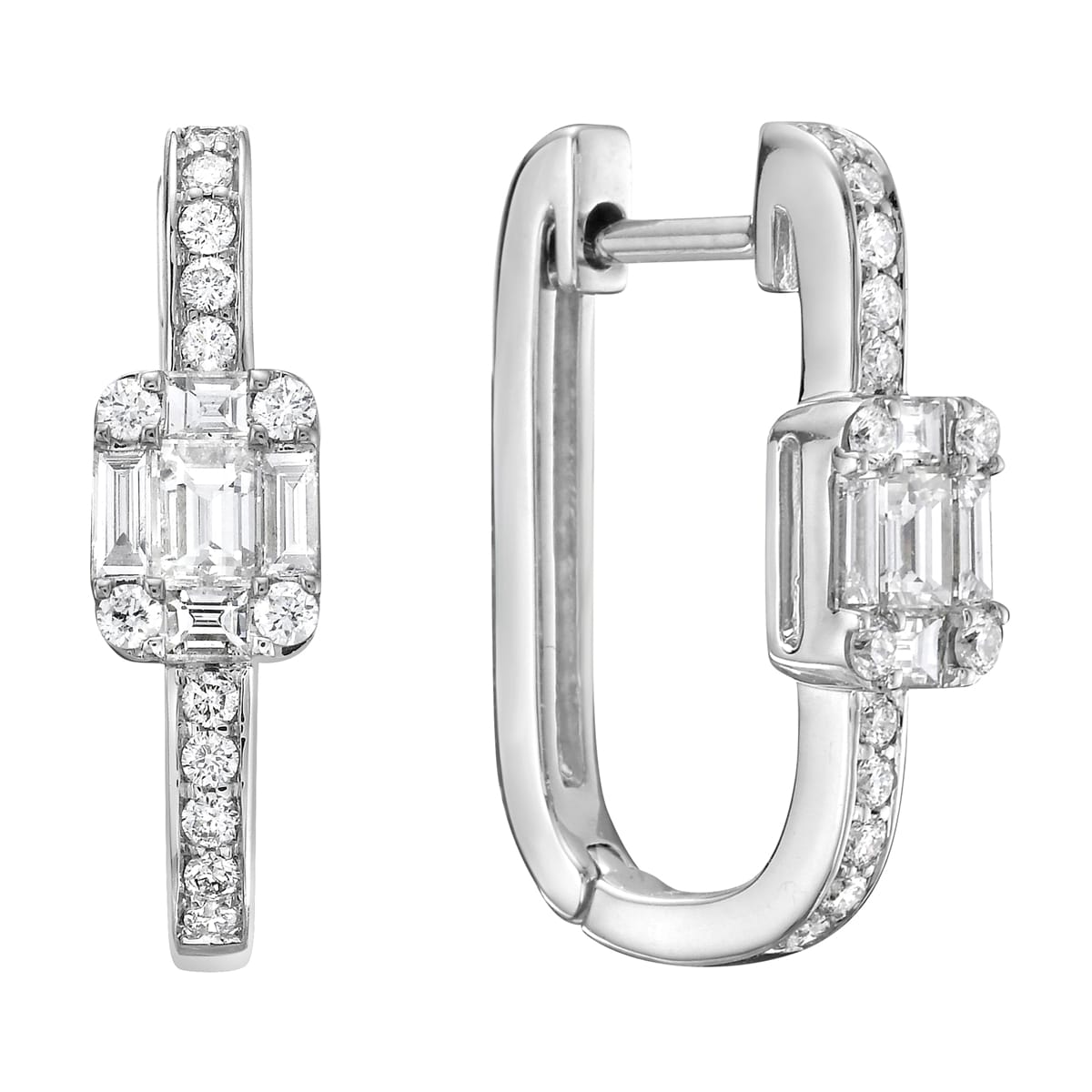 14K White Gold Diamond Earrings, 0.64ct