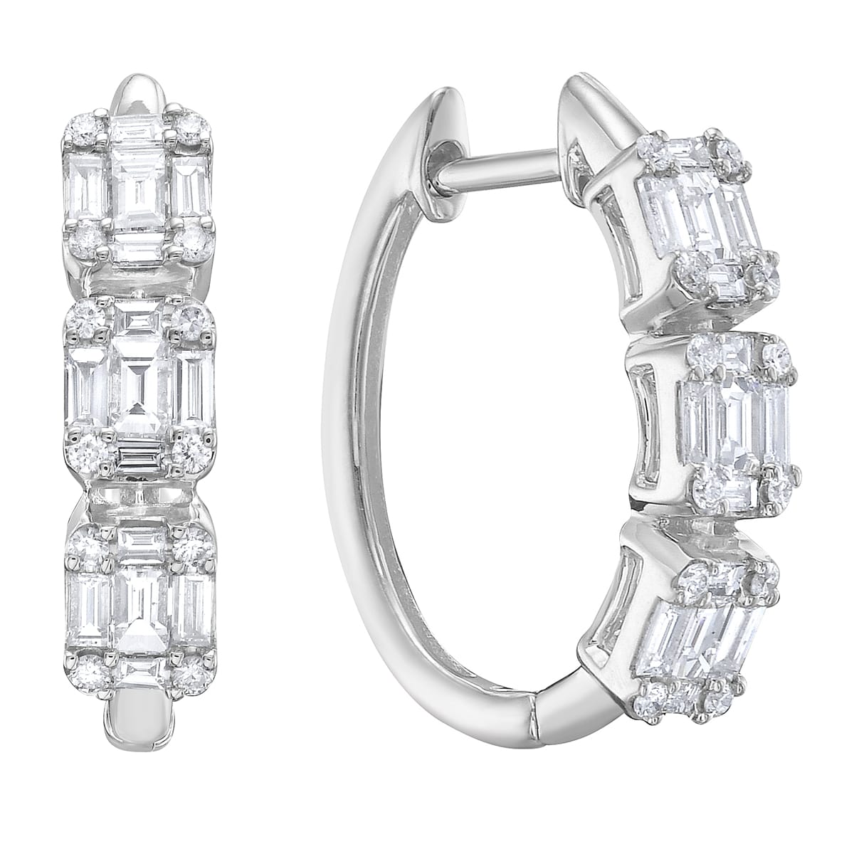 14K White Gold Diamond & Blue Diamond Earrings, 0.76ct