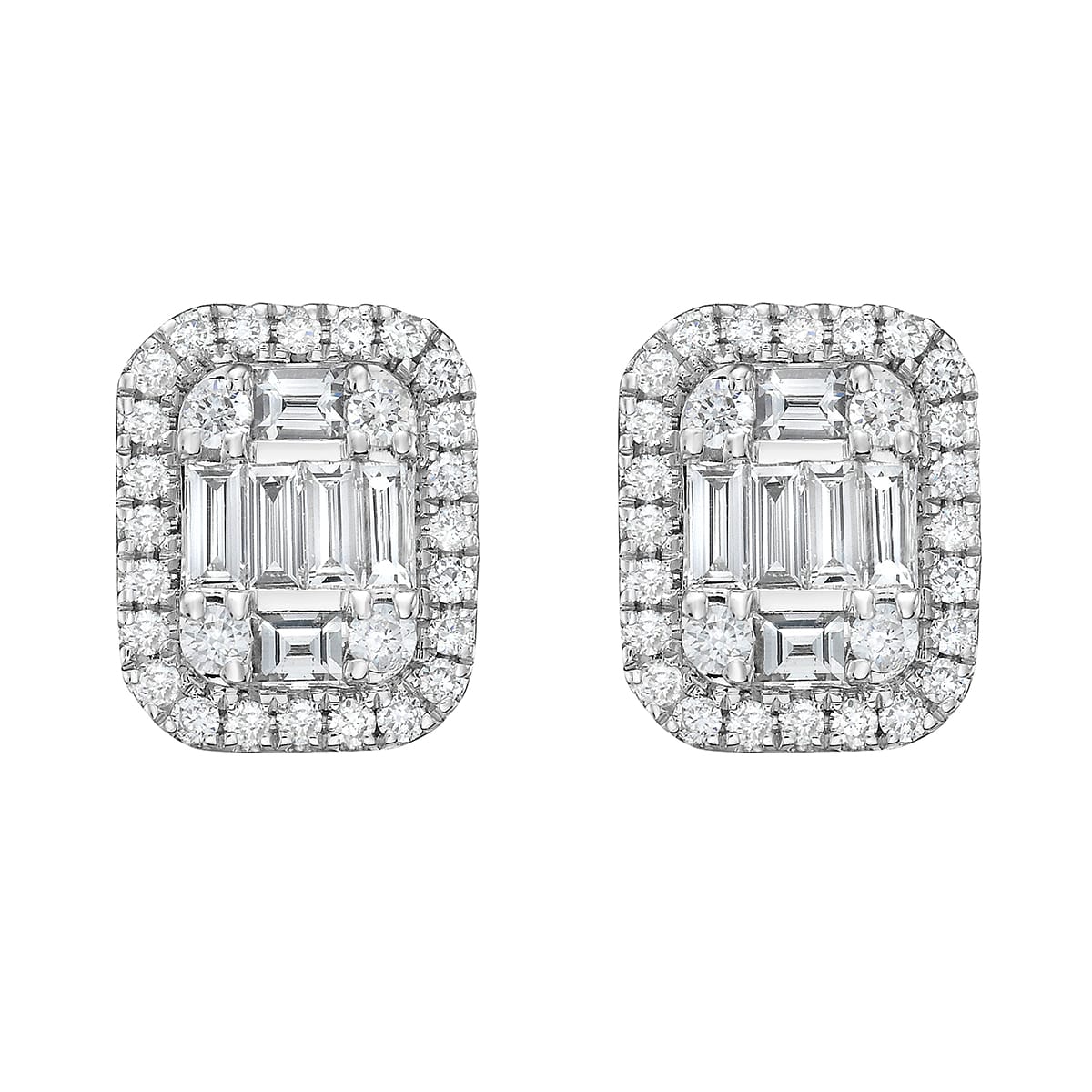 14K White Gold Diamond Earrings, 0.36ct