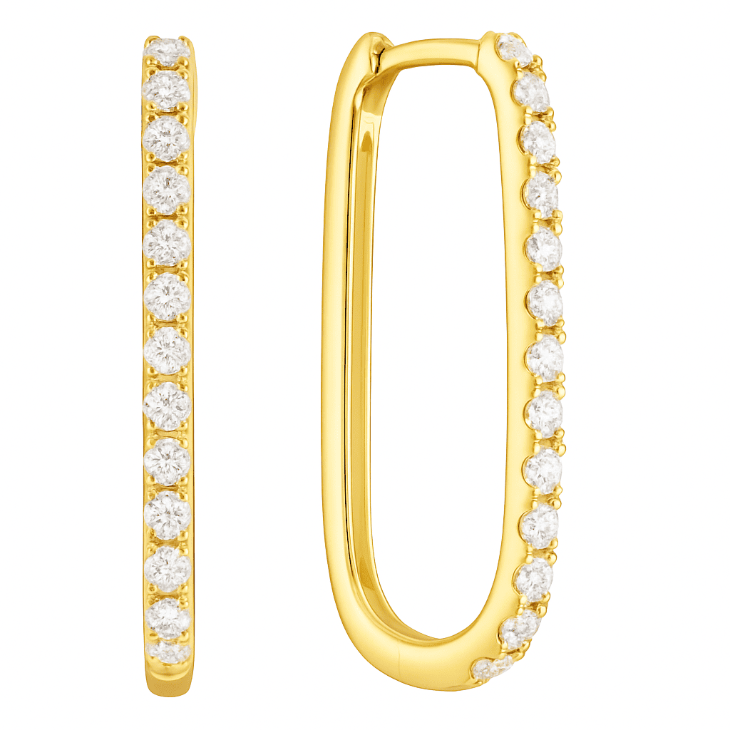 14K Yellow Gold Diamond Earrings, 0.45ct
