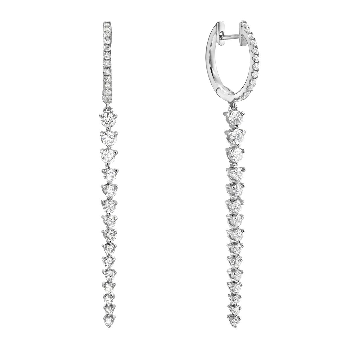 14K White Gold Diamond Earrings, 1.48ct
