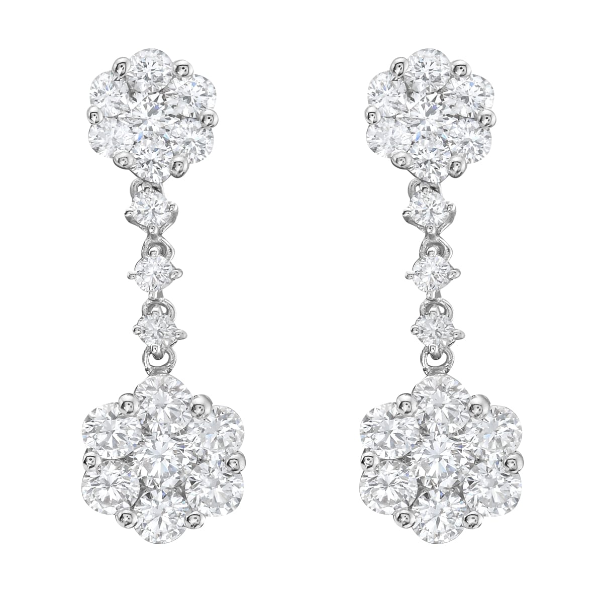 14K White Gold Diamond Earrings, 1.66ct