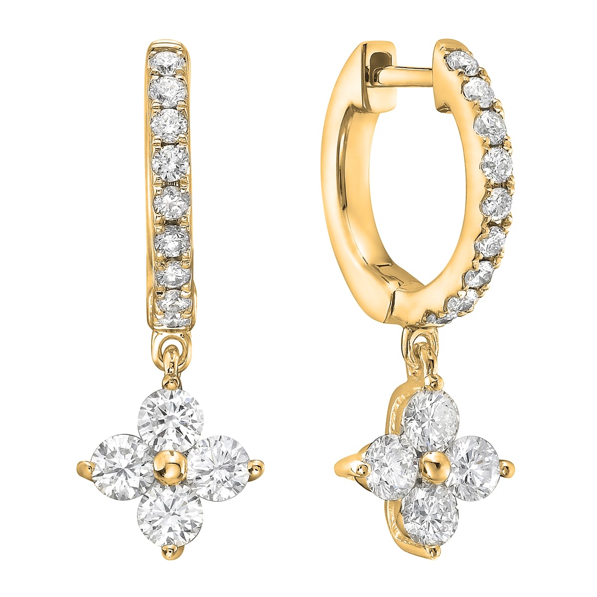 14K Yellow Gold Diamond Earrings, 0.91ct