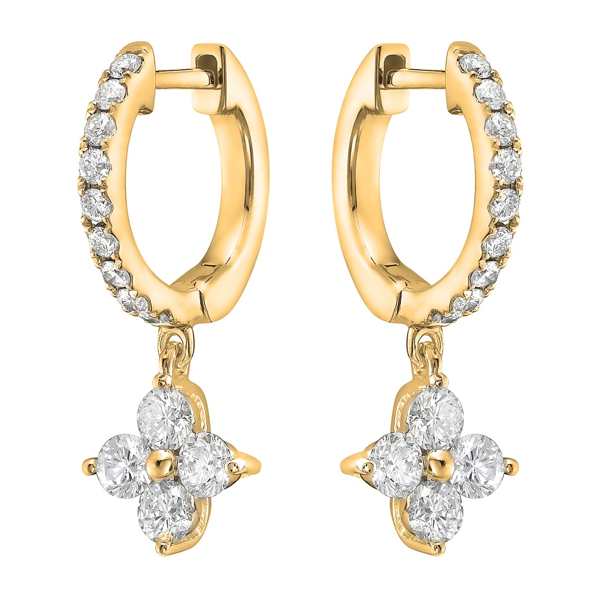14K Yellow Gold Diamond Earrings, 0.91ct