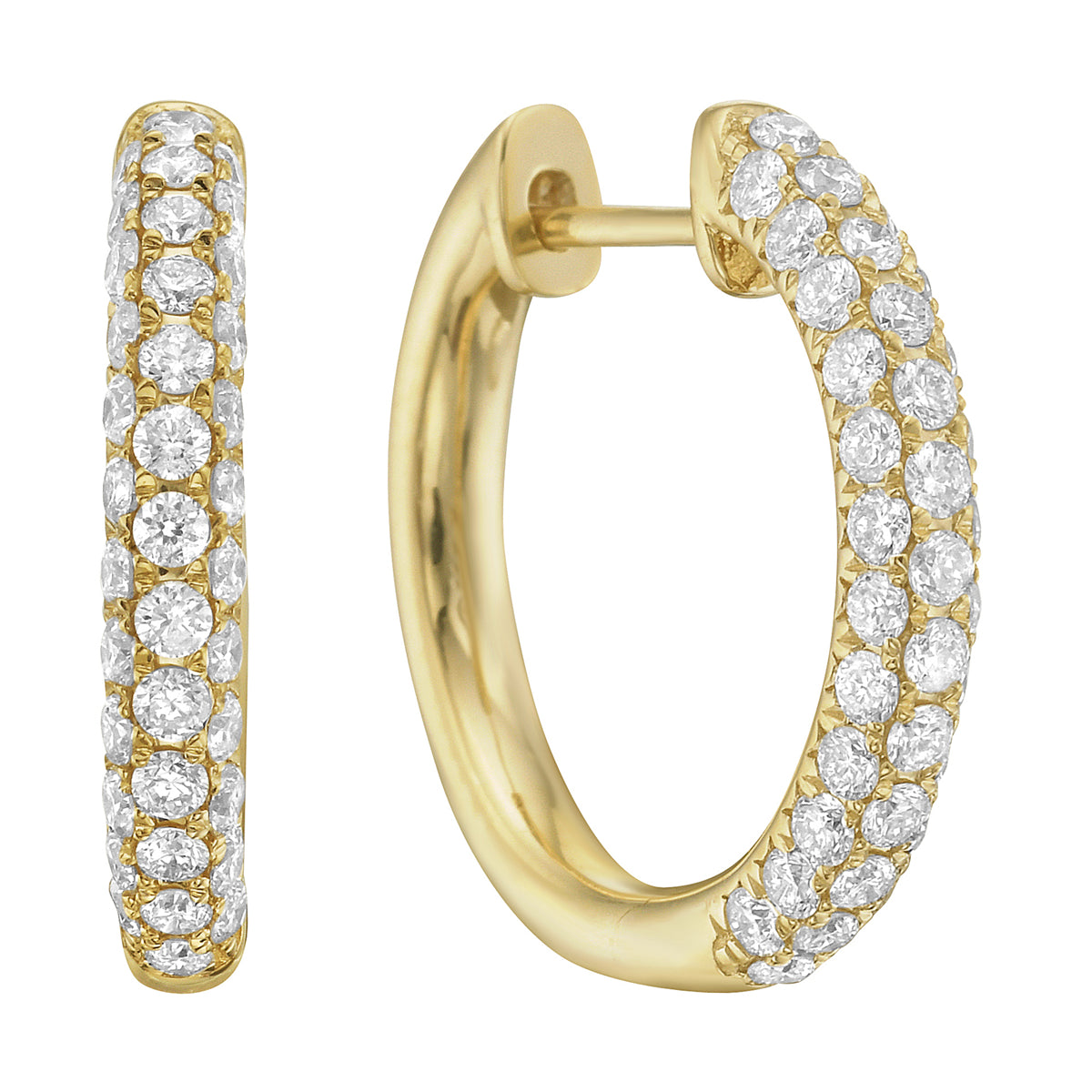 18K Yellow Gold Diamond Earrings, 0.9ct