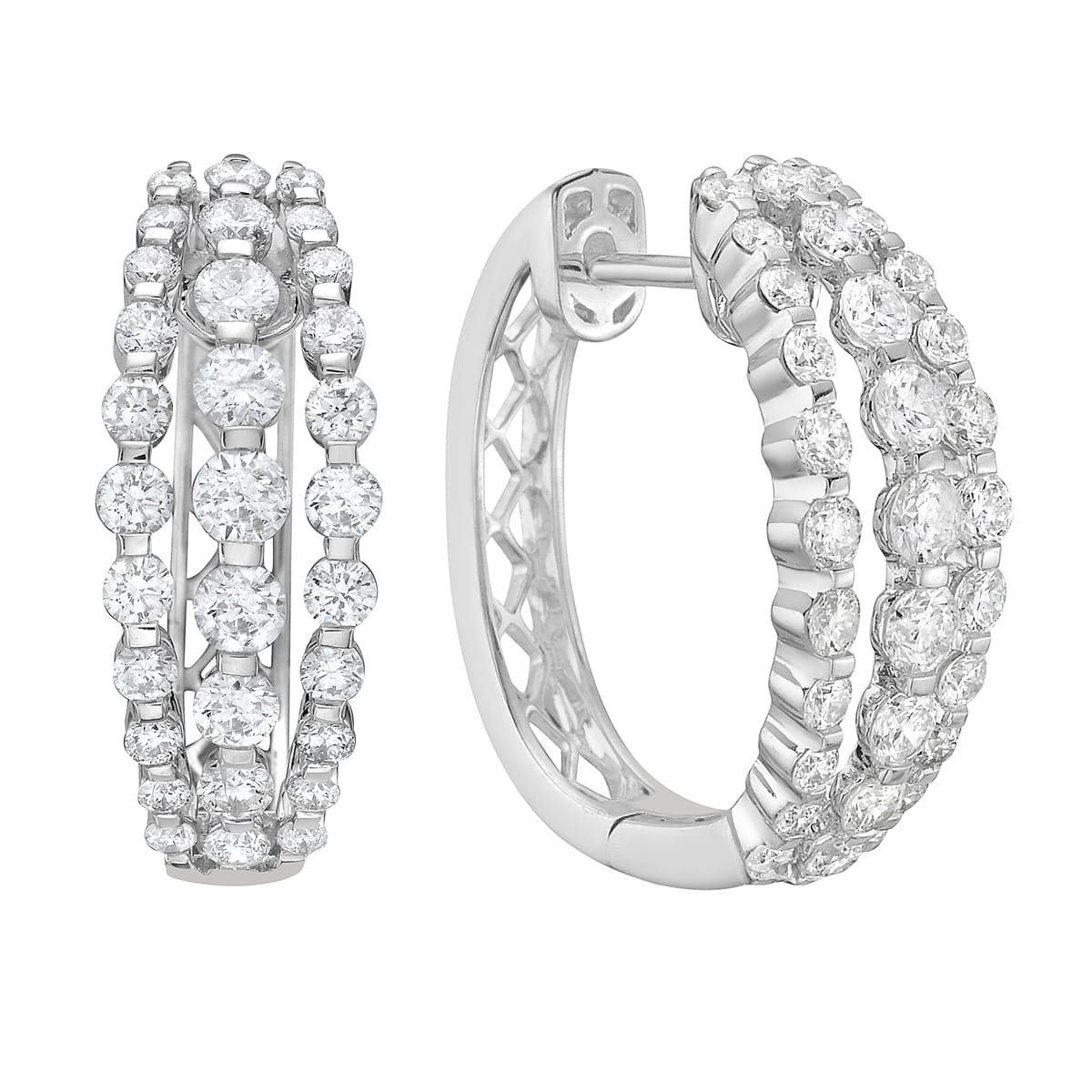 14K White Gold Diamond Earrings, 1.35ct