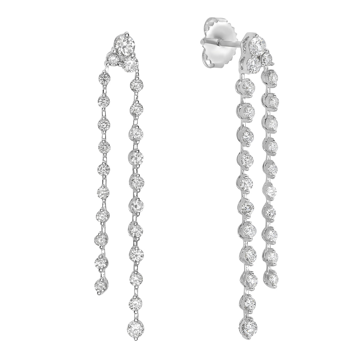 18K White Gold Diamond Hanging Earrings, 0.82ct