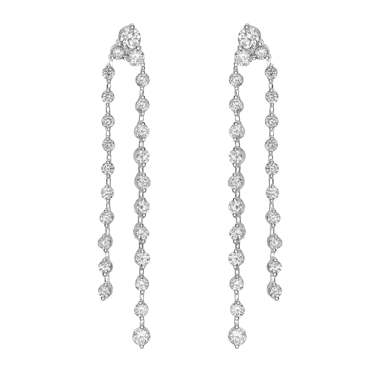 18K White Gold Diamond Hanging Earrings, 0.82ct