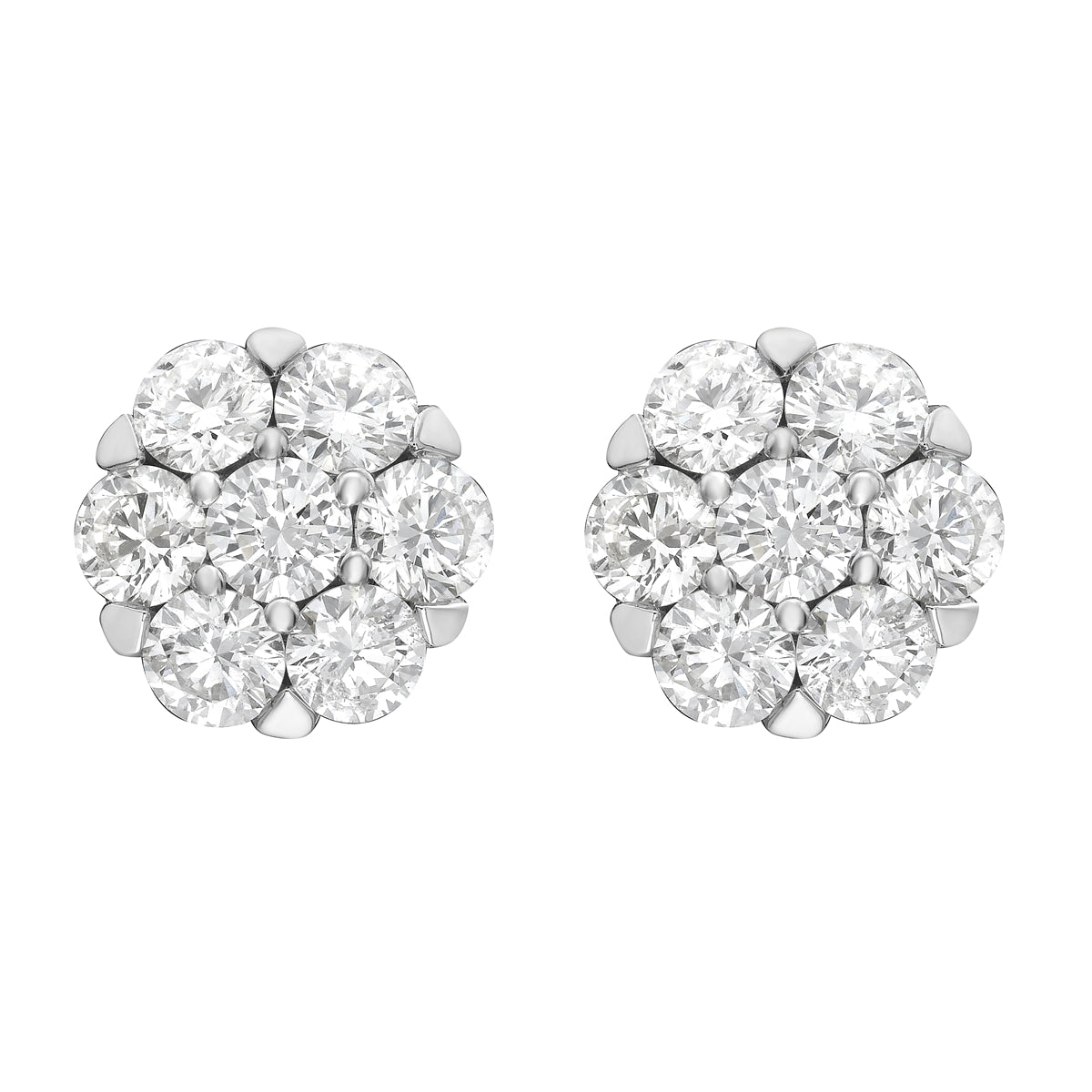 18K White Gold Diamond Studs Earrings, 1.49ct