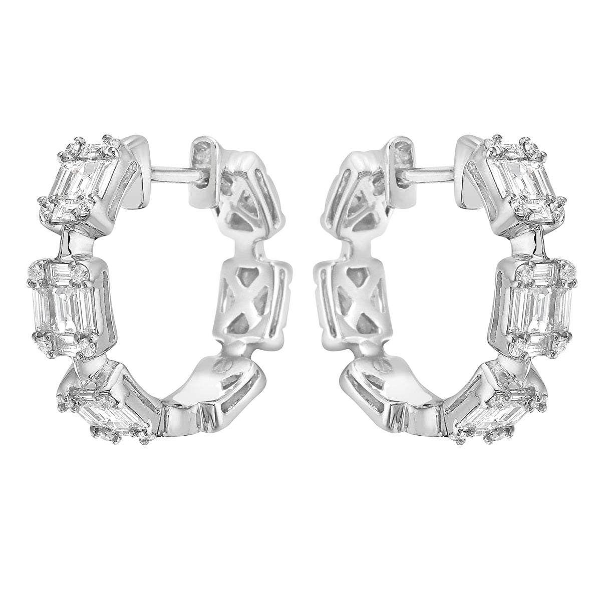 AE156052 - Earring 14KW/4.25G 24RD-0.11CT 30BD-0.75CT