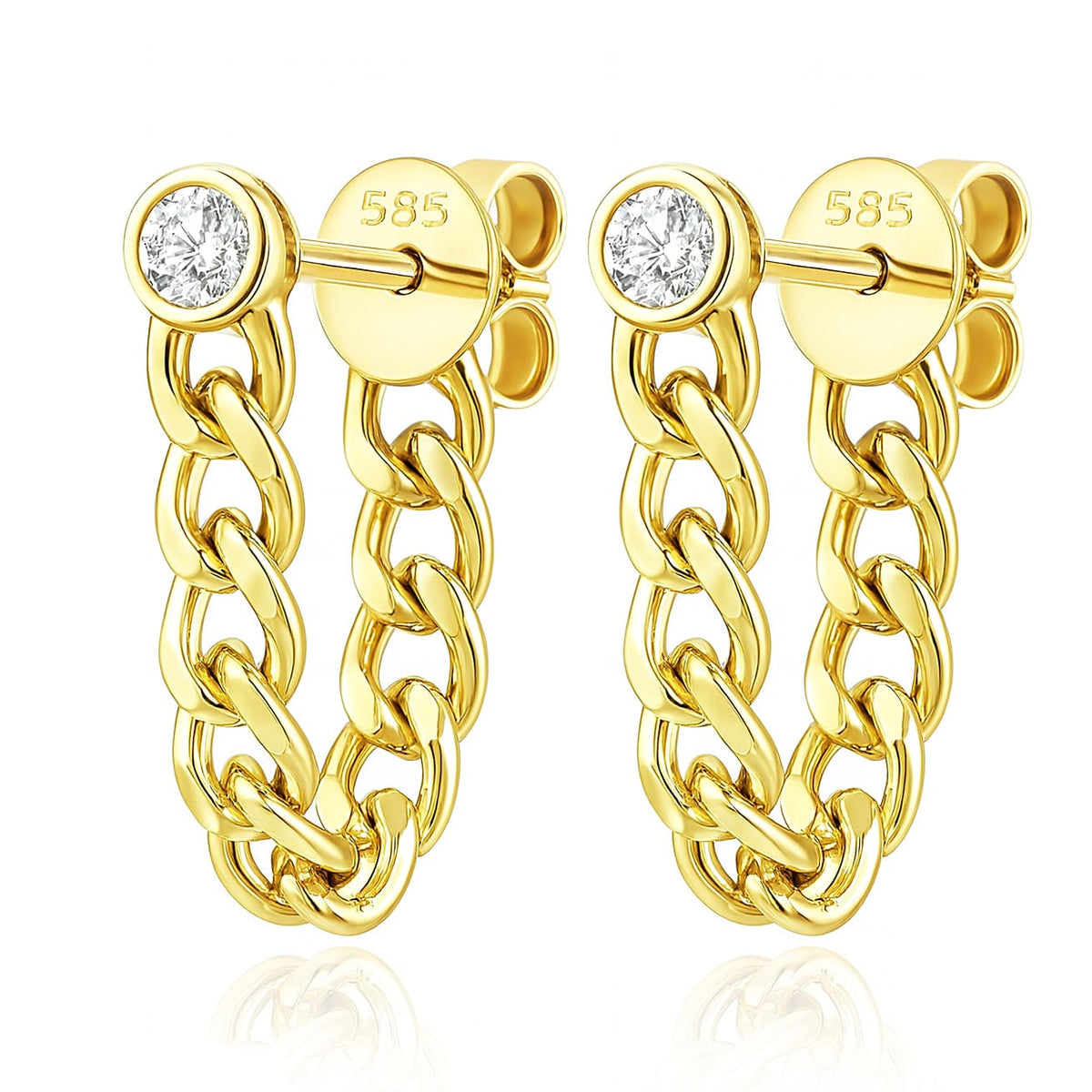 14K Yellow Gold Diamond Earrings, 0.08ct
