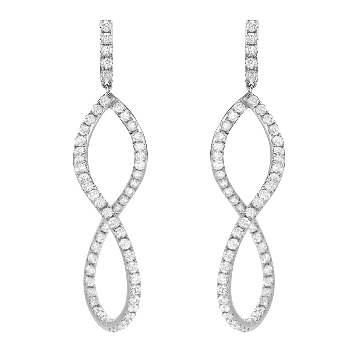 14K White Gold Diamond Earrings, 2.35ct